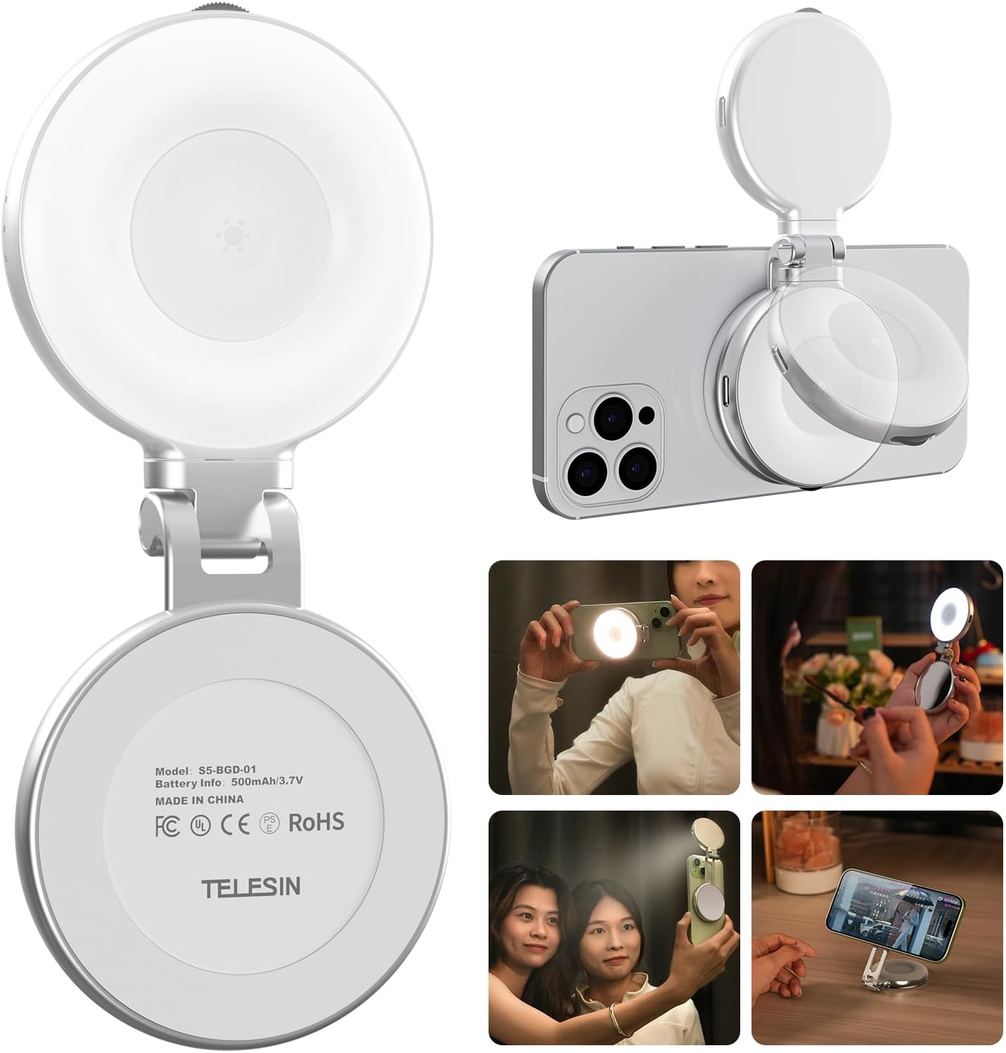 Kit Magnetico para Celulares, Grip + Luz