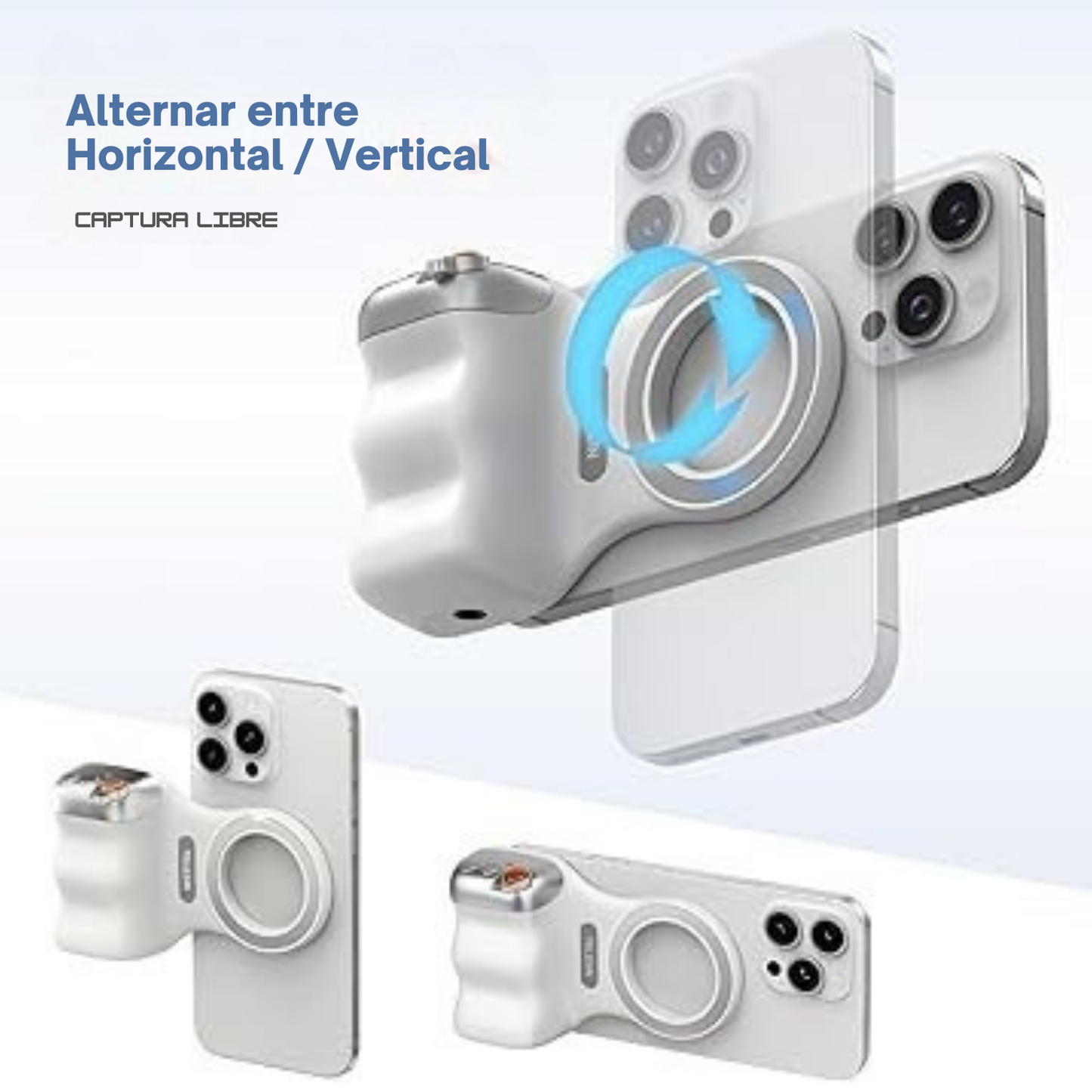 Kit Magnetico para Celulares, Grip + Luz