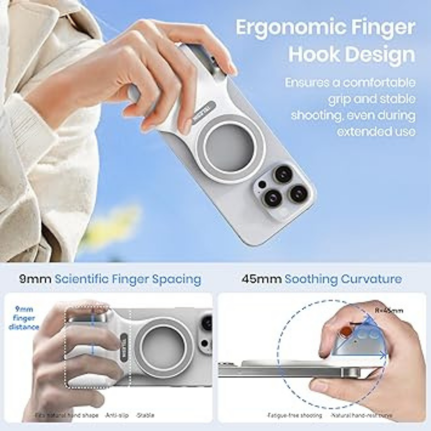 Kit Magnetico para Celulares, Grip + Luz