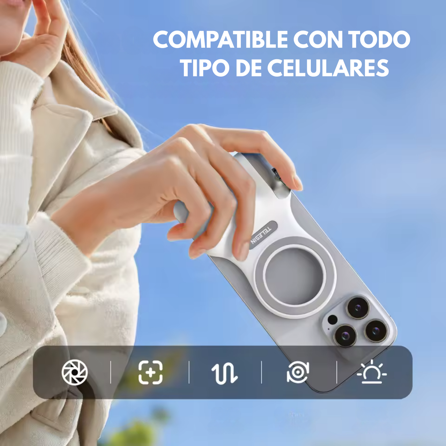 Kit Magnetico para Celulares, Grip + Luz