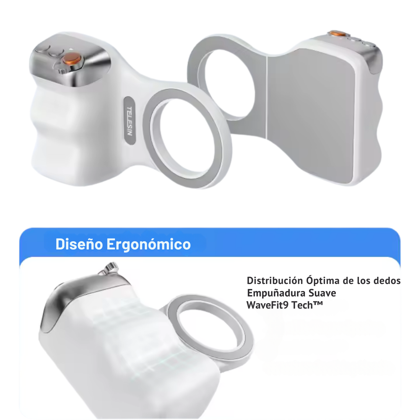Kit Magnetico para Celulares, Grip + Luz